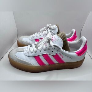 adidas Samba White and Pink Sneakers